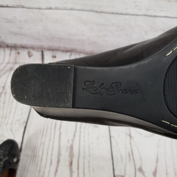 Lucky Brand  Women's Black Leather Wedge Pump Shoes Size 9.5M - Picture 15 of 16